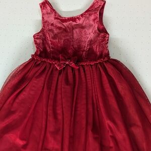 Girls Christmas red dress with velvet top and sparkly tulle skirt